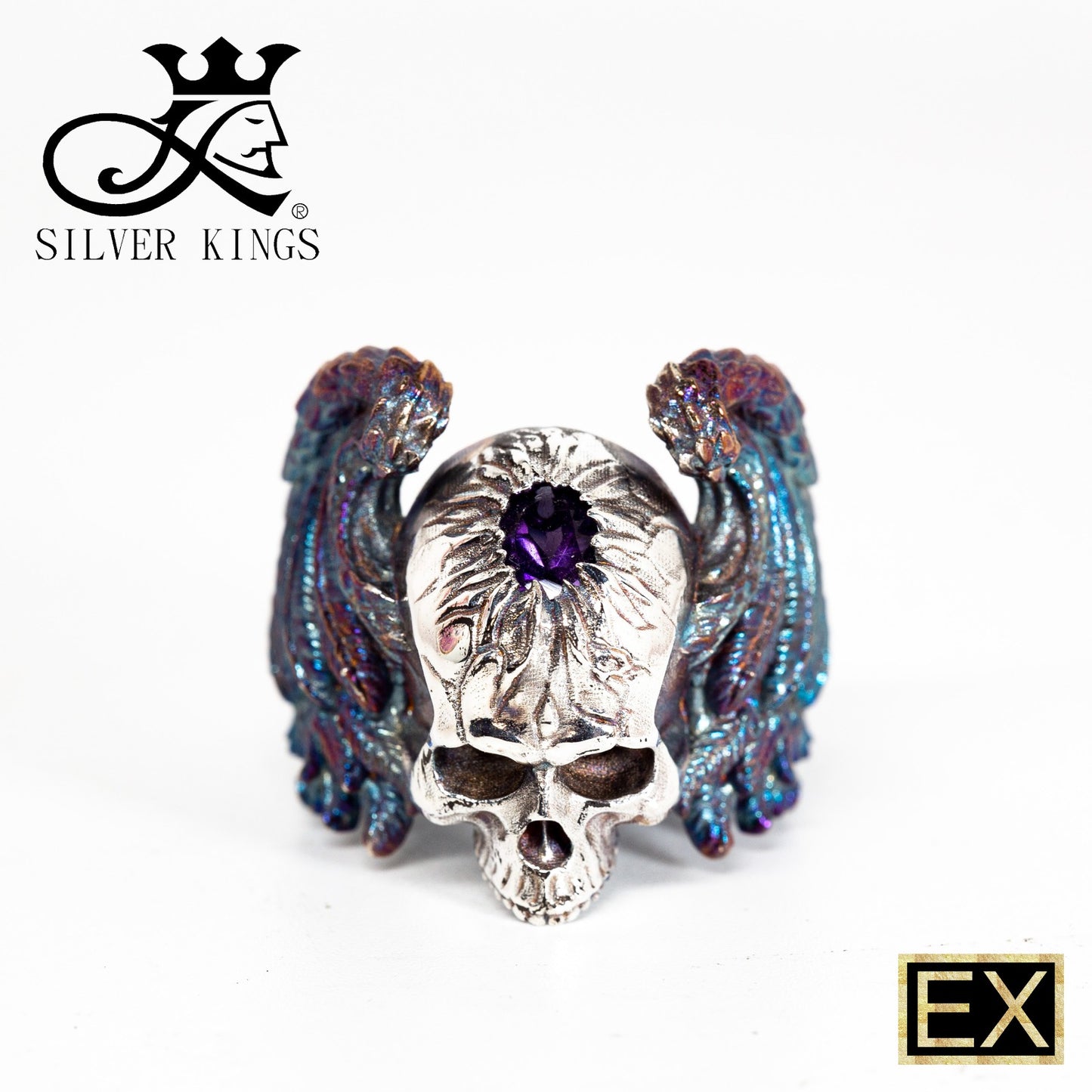 SKULL with Amethyst Ring
