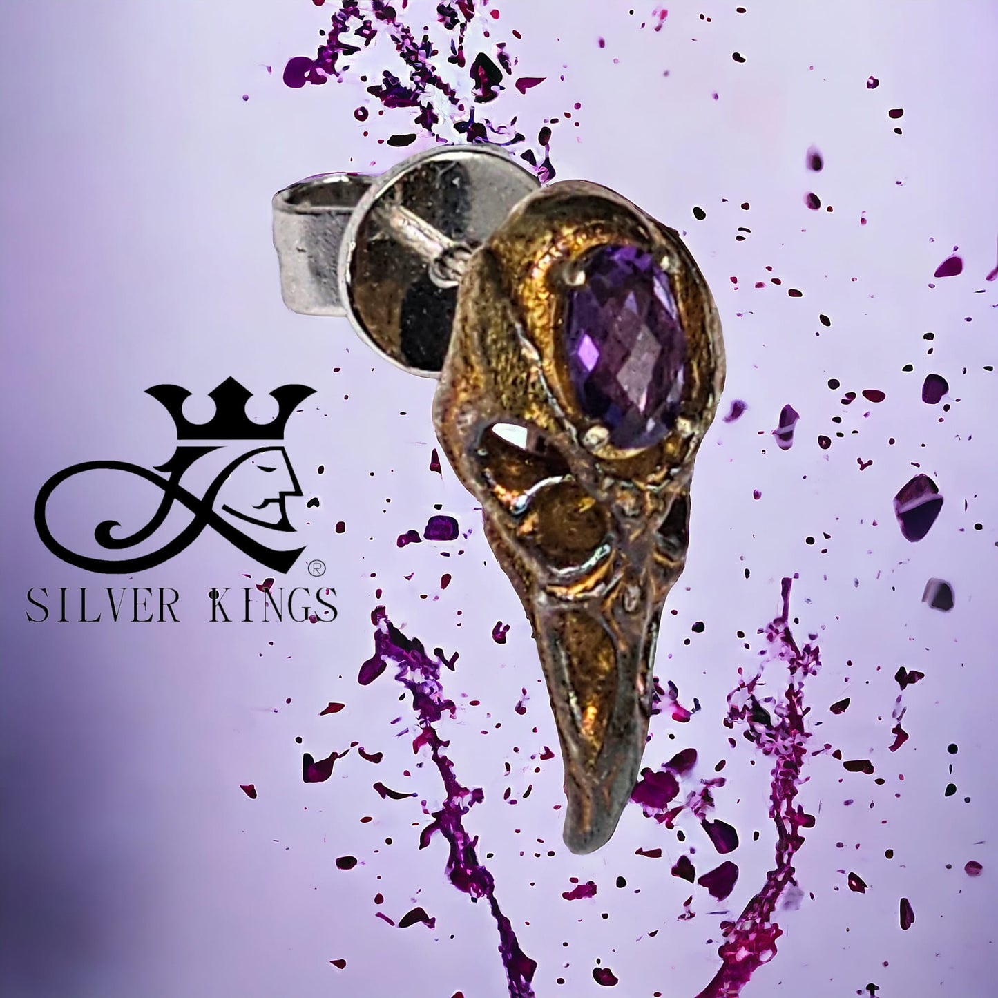 Rainbow Crow Amethyst Earring