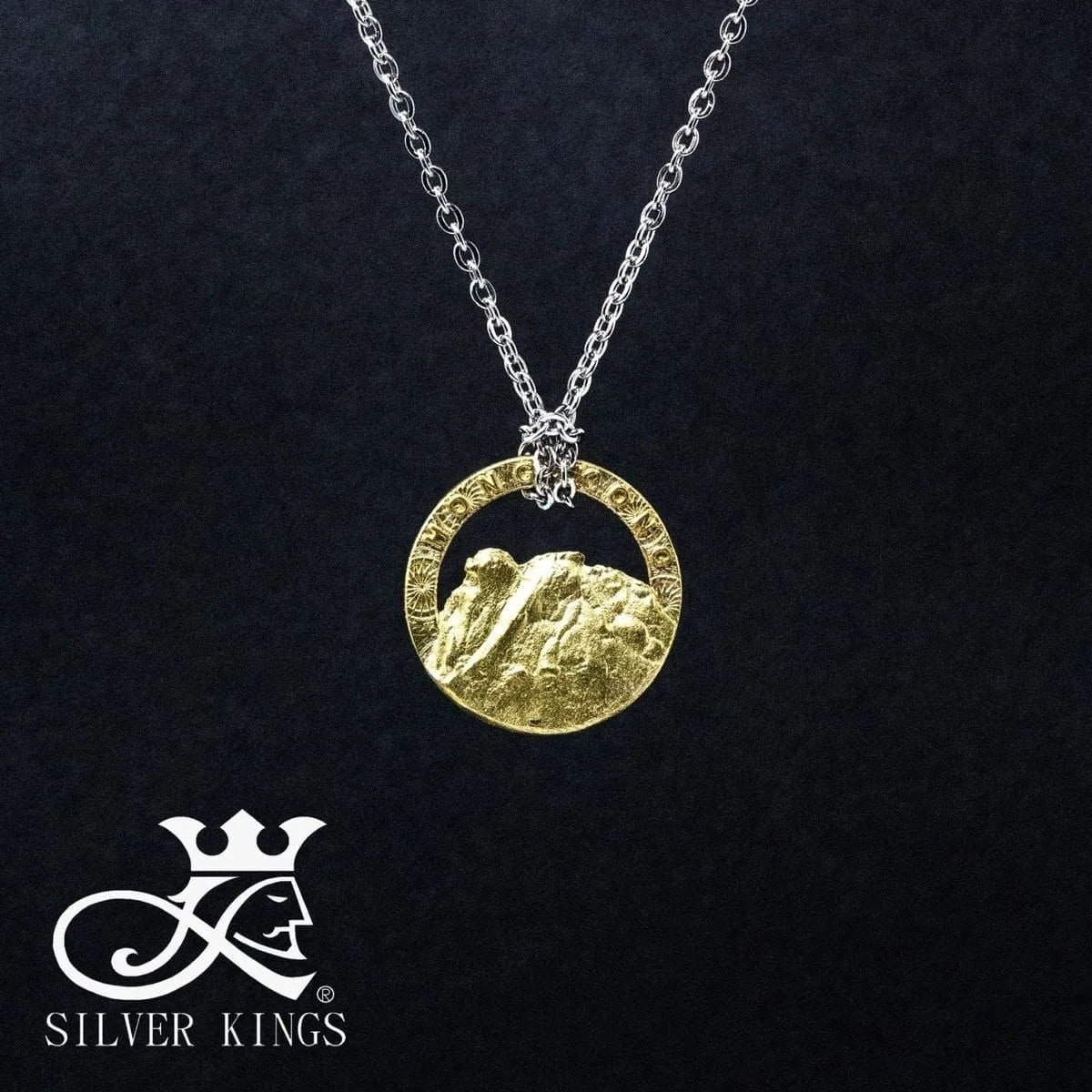 Brass Lion Rock Mountain Pendant