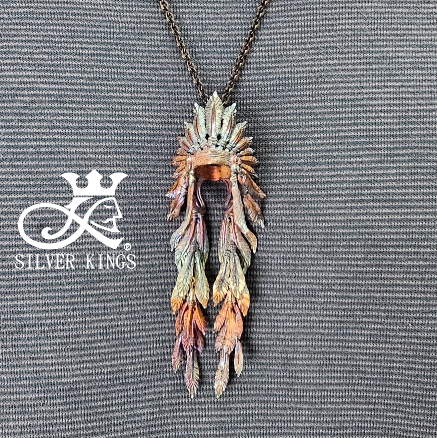 "Native Americans" ~Headdress Pendant with chain