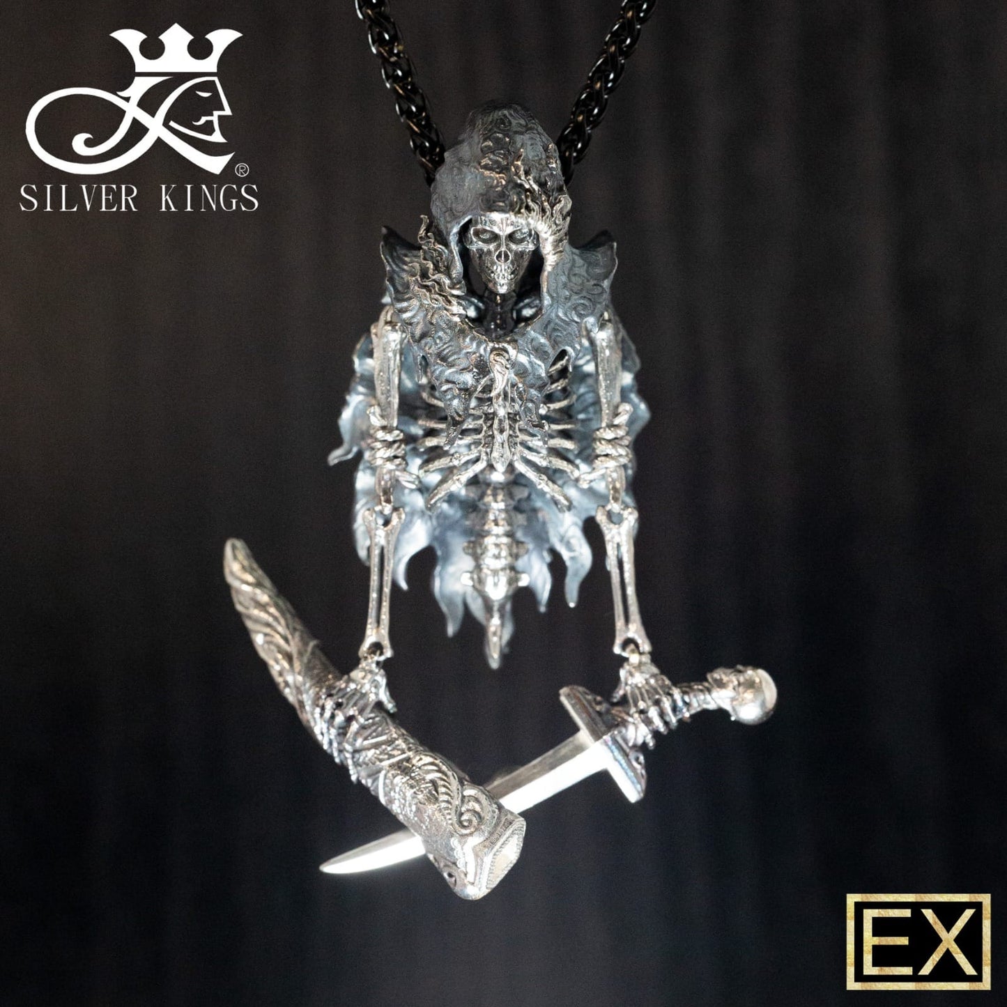 "FINAL SHOT" SKULL PENDANT WITH SWORD & CHAIN