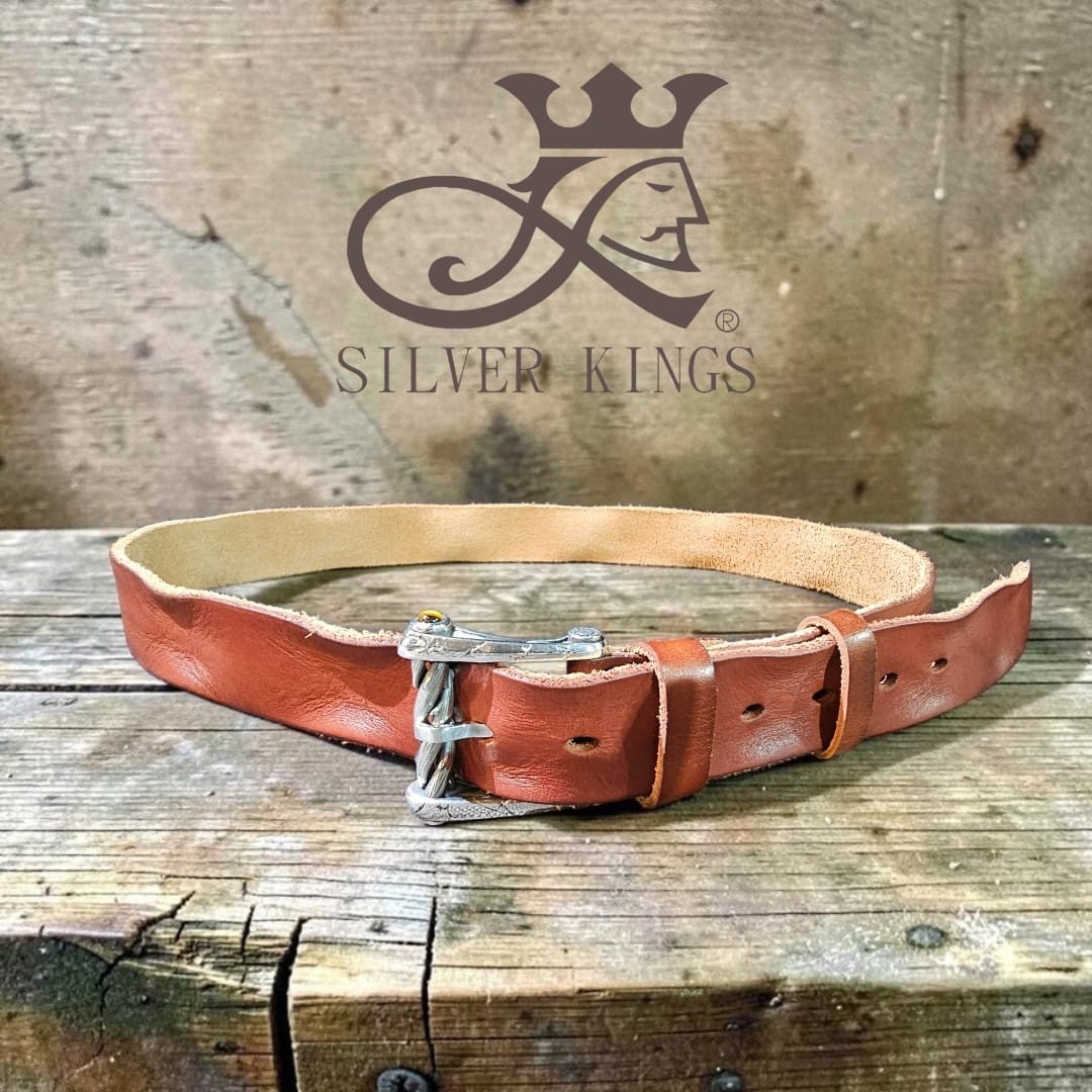 Thorned Crown Buckle Leather Belt