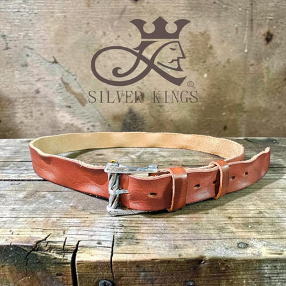 Thorned Crown Buckle Leather Belt