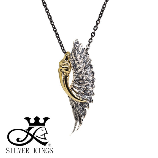 Rainbow Crow Wings & Claw Pendant with Chain