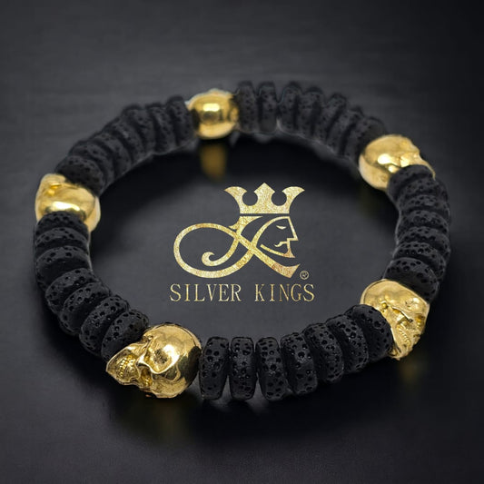 Skull & Lava beads bracelet