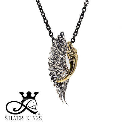 Rainbow Crow Wings & Claw Pendant with Chain