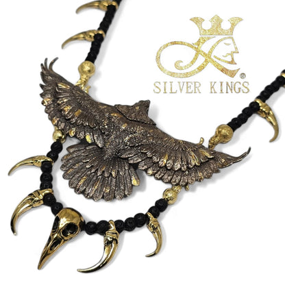 18kg & Silver 925 Crow Necklace (Lava stones)