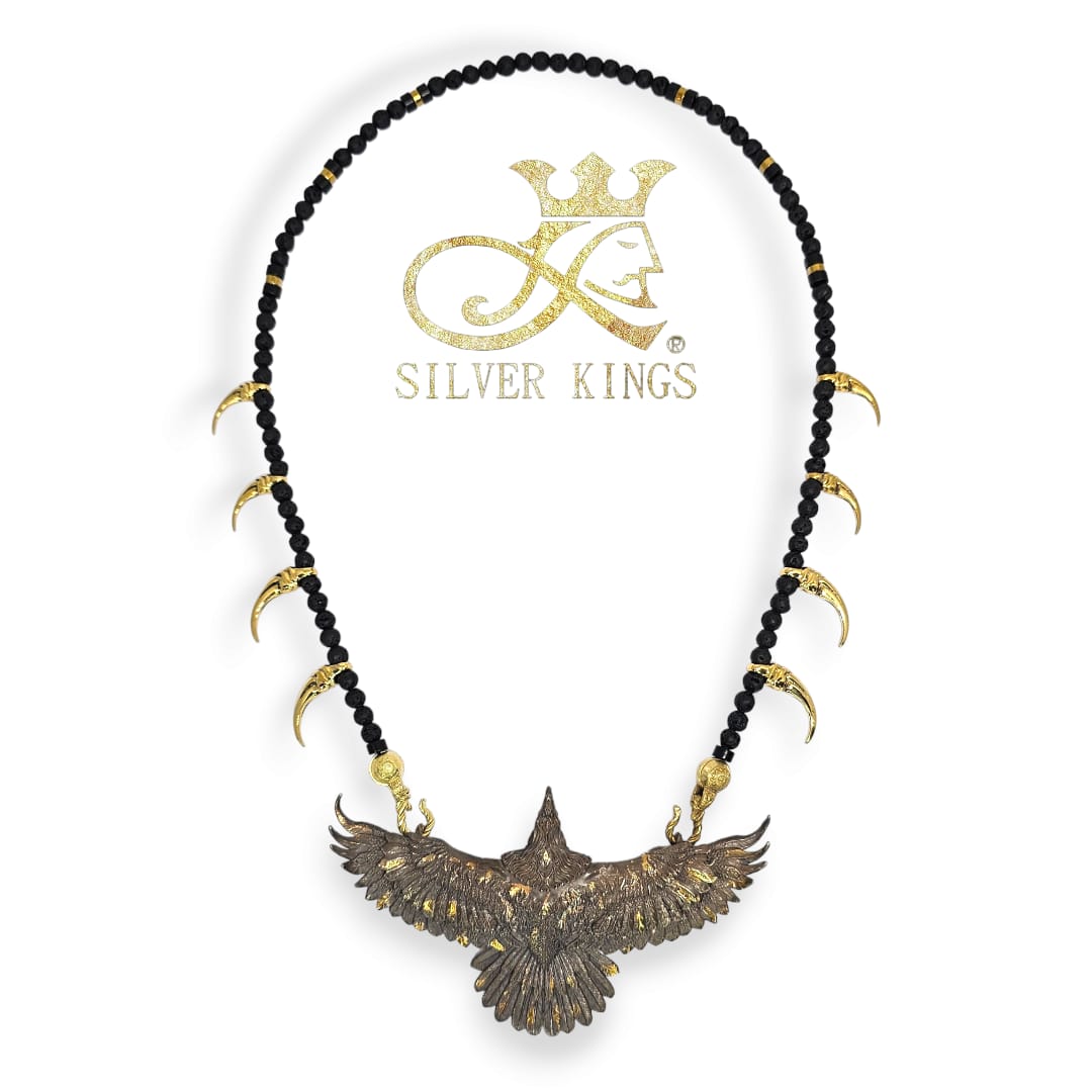 18kg & Silver 925 Crow Necklace (Lava stones)