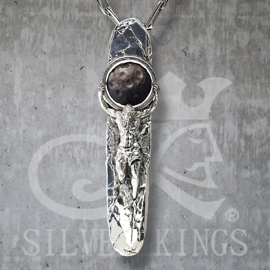 Seek collection - Sisyhus Pendant with Chain [Silver Obsidian]