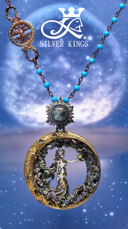 Goddess of the Moon Necklace (Labradorite & Yellow sapphire)