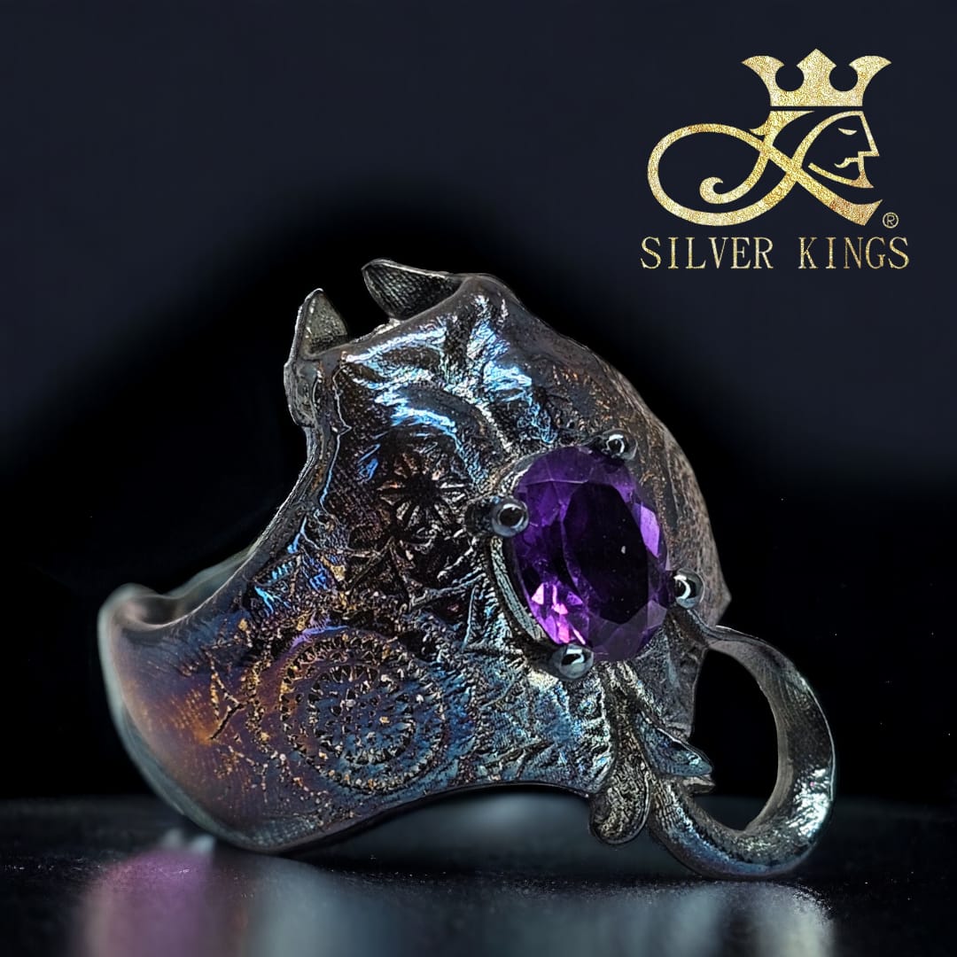 Manta Ray Ring (Amethyst natural stone)