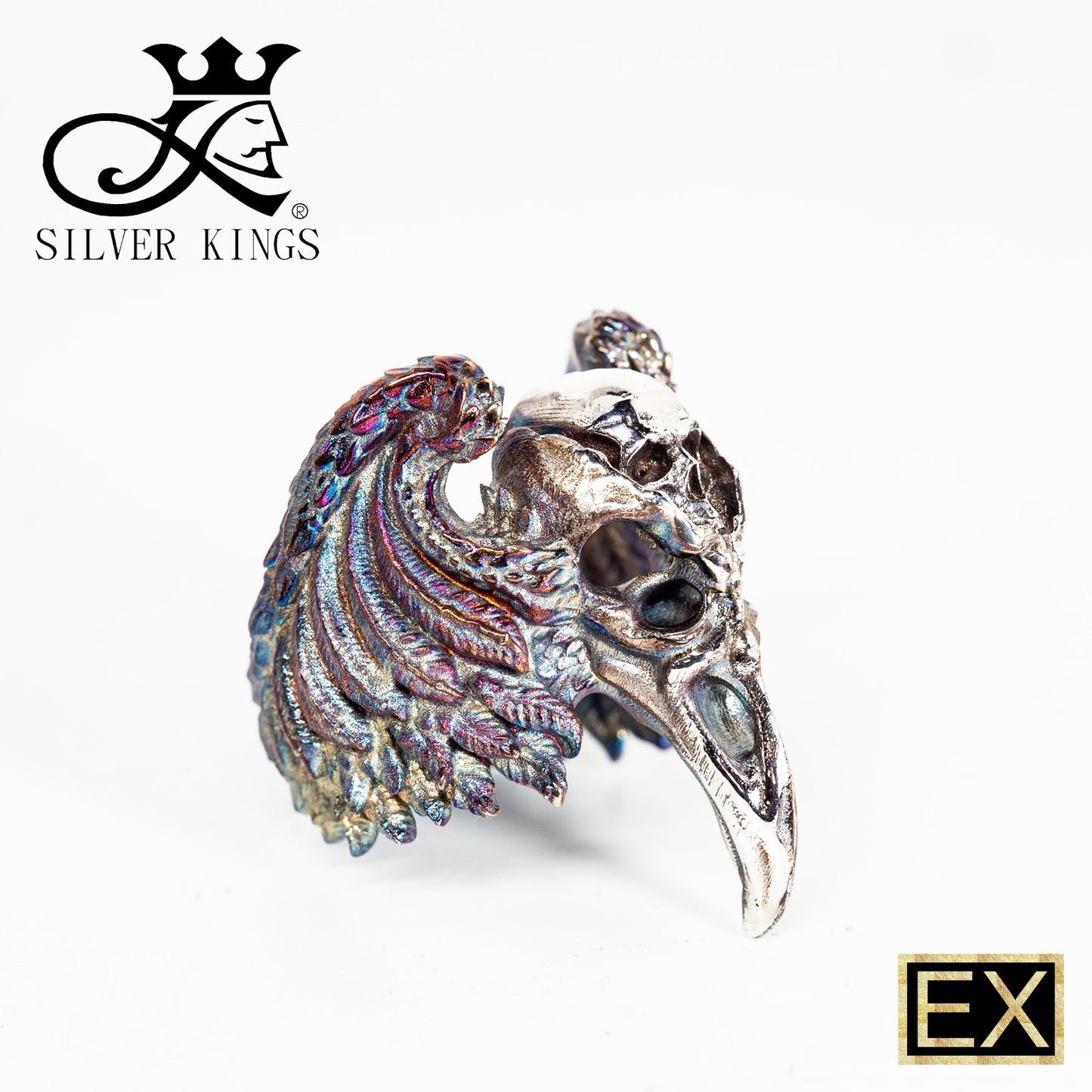 Rainbow Crow Skull Ring