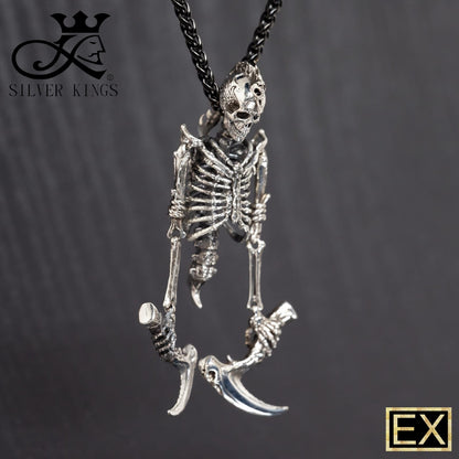 "FINAL SHOT" collection SKULL PENDANT WITH SICKLE & CHAIN