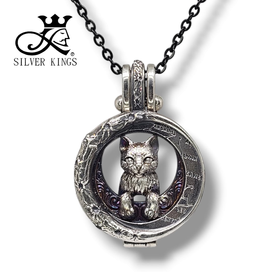 Moon Cat Infinity Pendant with chain