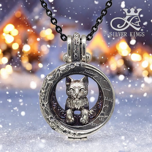 Moon Cat Infinity Pendant with chain