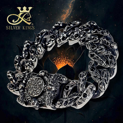 Silver Black Lotus 'Agate'  Bracelet