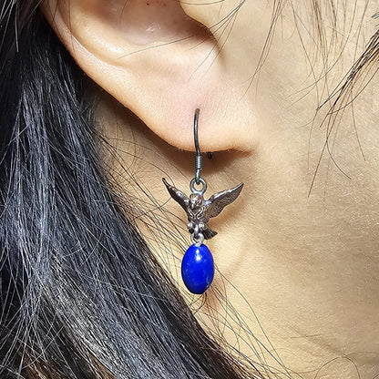 Silver Magpie Earring (Natural stones)