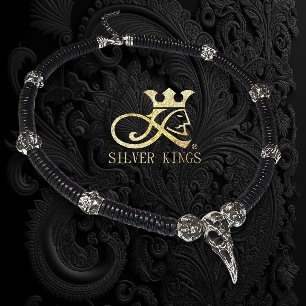 Silver Crow & Wooden Necklace