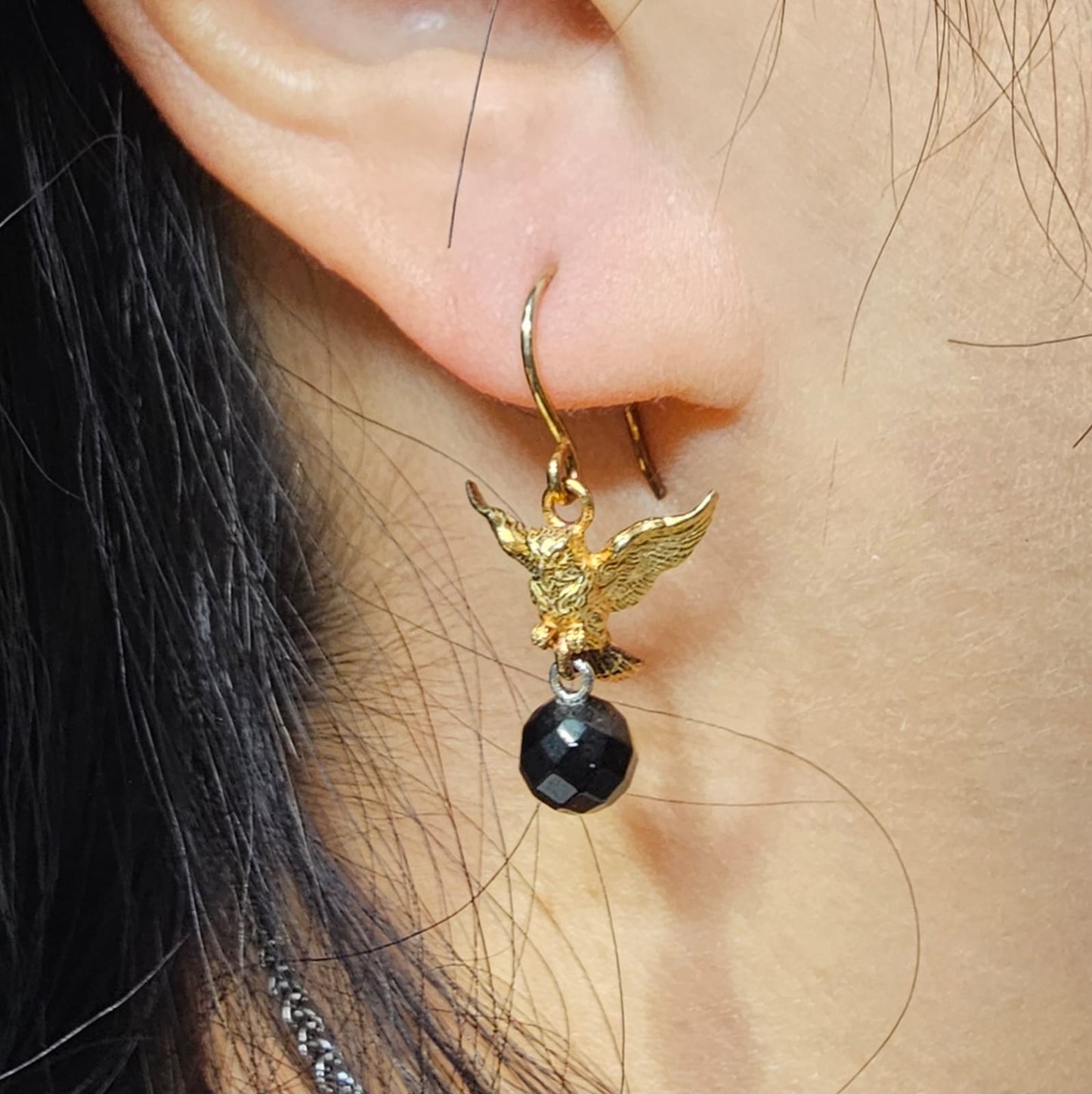 Silver Owl Earring (Natural stones)