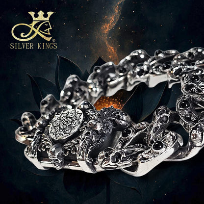 Silver Black Lotus 'Agate'  Bracelet