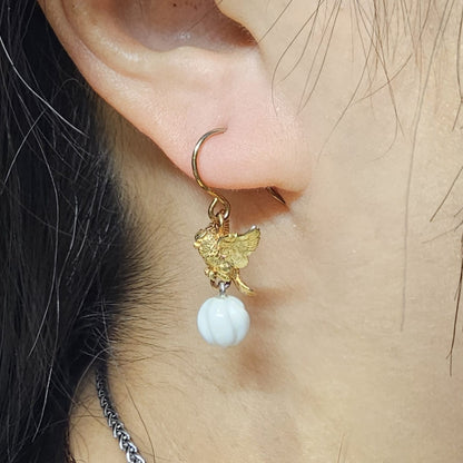 Silver Owl Earring (Natural stones)