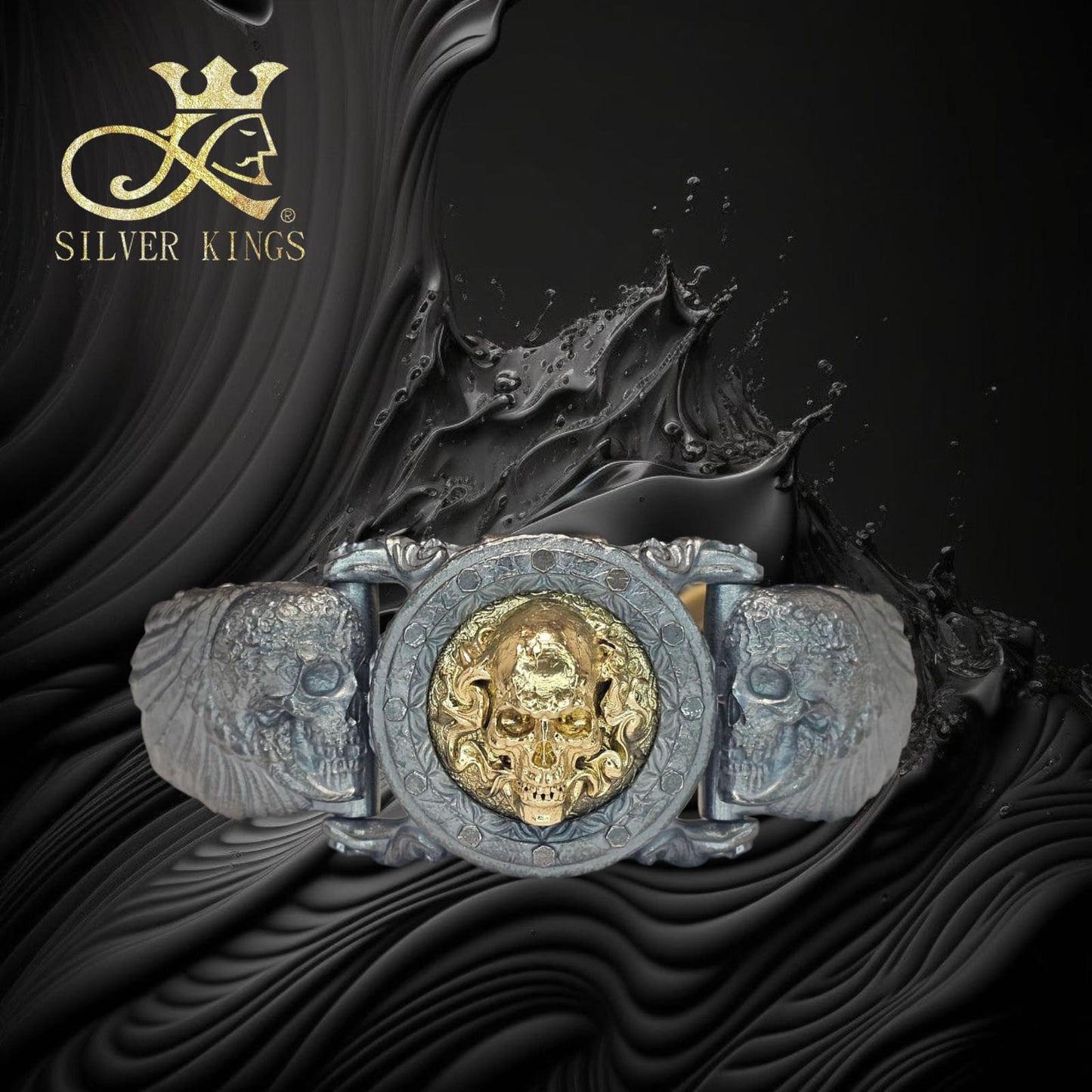 「幽冥之翼」純銀/銅手鐲/銅骷髏