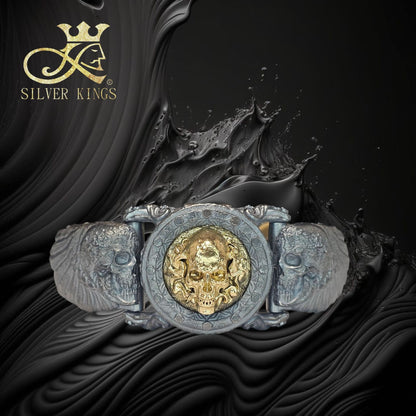 「幽冥之翼」純銀/銅手鐲/銅骷髏