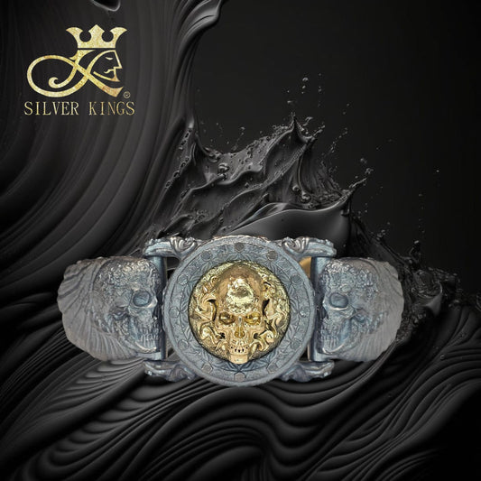 「幽冥之翼」純銀/銅手鐲/銅骷髏