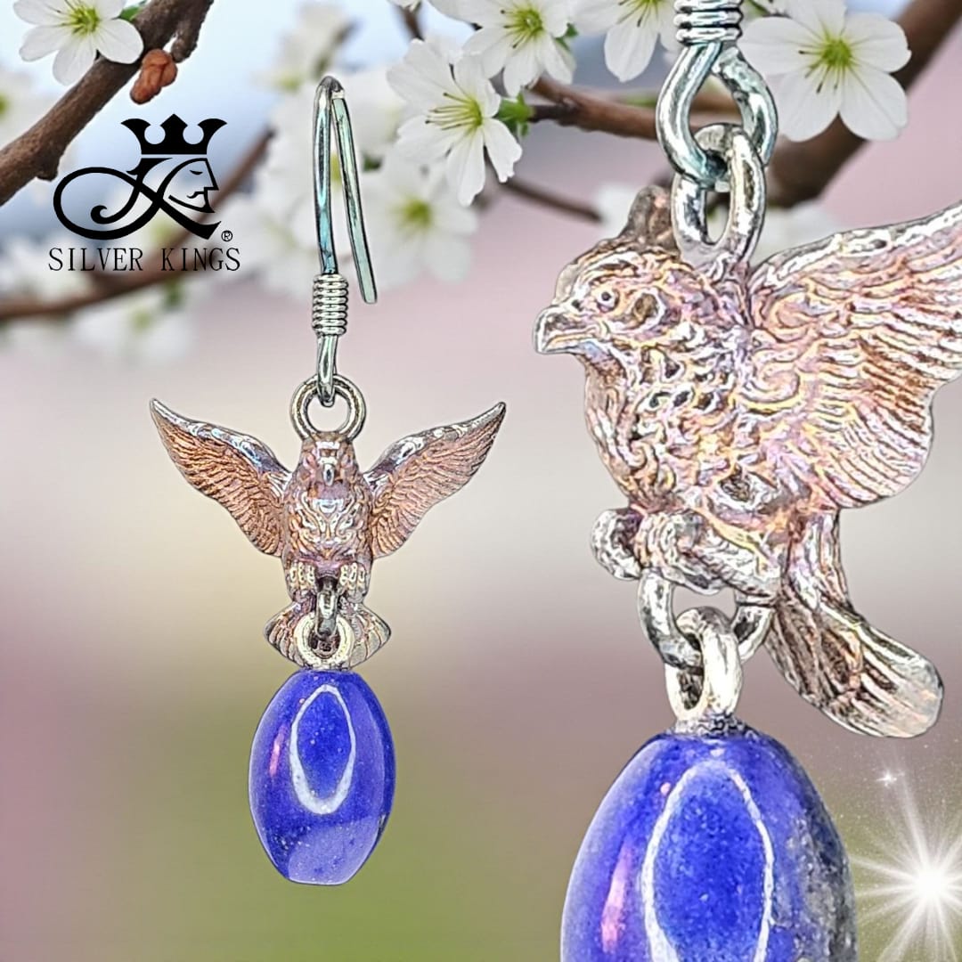 Silver Magpie Earring (Natural stones)