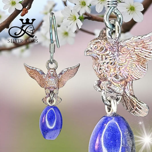 Silver Magpie Earring (Natural stones)