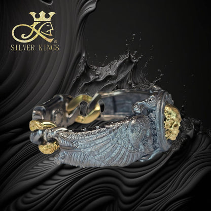 「幽冥之翼」純銀/銅手鐲/銅骷髏