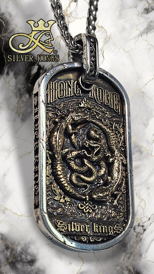 Geckos & Viper Tag Pendant with Chain