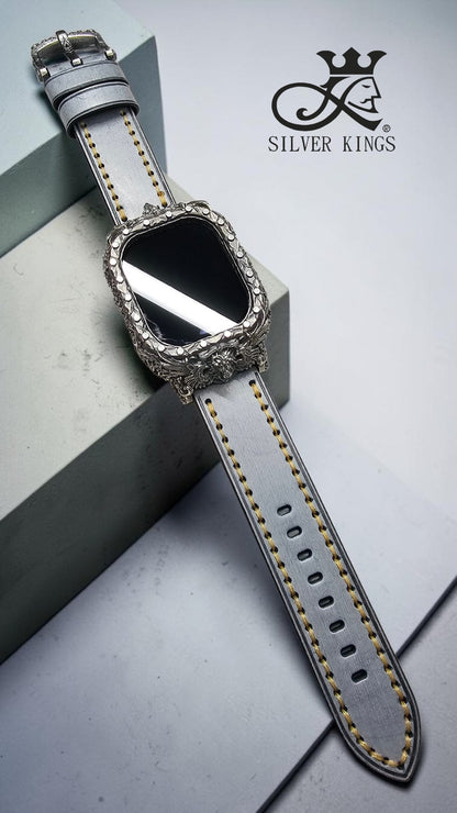 Apple watch Ultra case with leather strap)