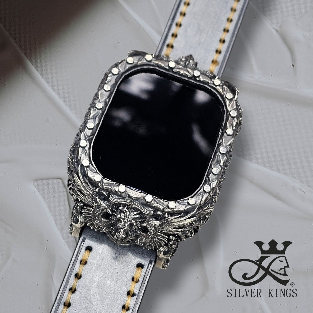 Apple watch Ultra case with leather strap)