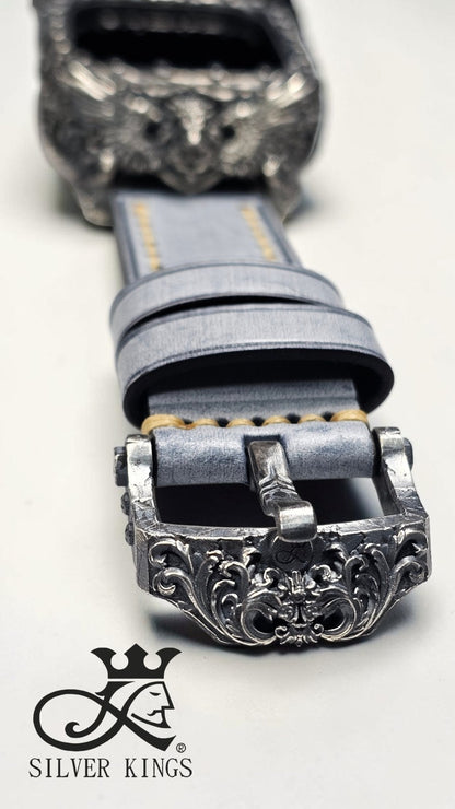 Apple watch Ultra case with leather strap)