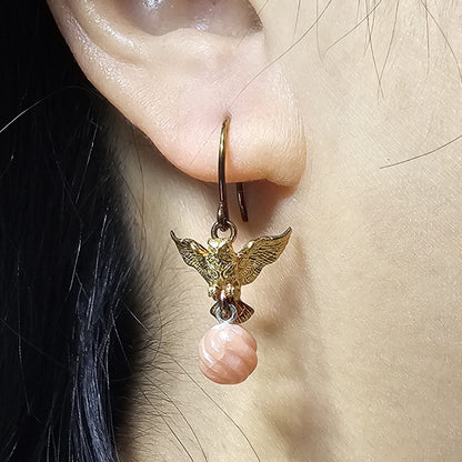 Silver Owl Earring (Natural stones)